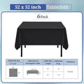 Square Tablecloths, 6 Pack – Black, 52 X 52 Inch
