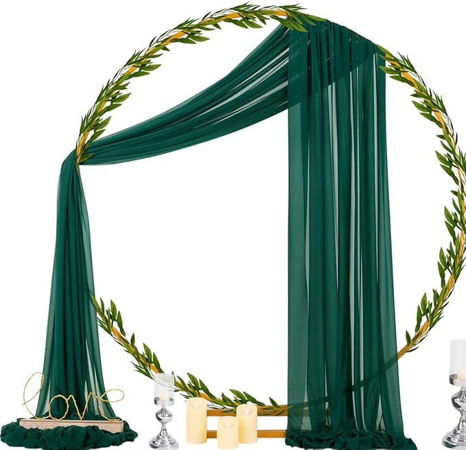 Outdoor Curtains: Emerald Green Sheer Chiffon Arch Drapes, 4 Panels