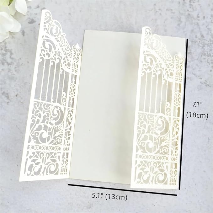 MillaSaw Glitter Ivory Invitation Card For Marriage Birthday House Warming Invitation Kits (IVORY GLTTER, 4.9"x7.1")