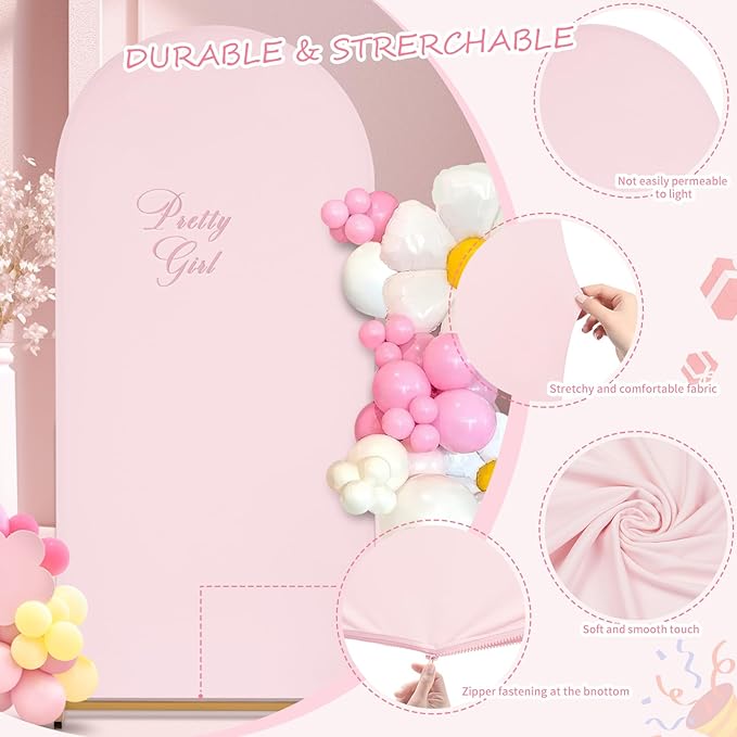 SoarDream Pink Spandex Arch Cover 6FT Wedding Arch Backdrop Cover Stretchy Backdrop Chiara Wall Arch Stand Cover for Wedding Birthday Balloon Decorations- Ideal for Balloon Arches