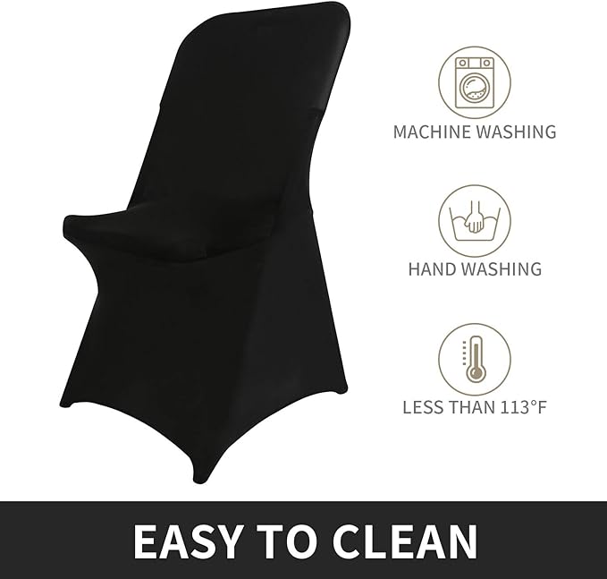 Dining Chair Slipcovers in Black Stretch Spandex, Set of 6