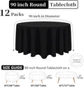 Round Tablecloth 90 Inch Black Table Cloth Stain, 12 Pack – Black