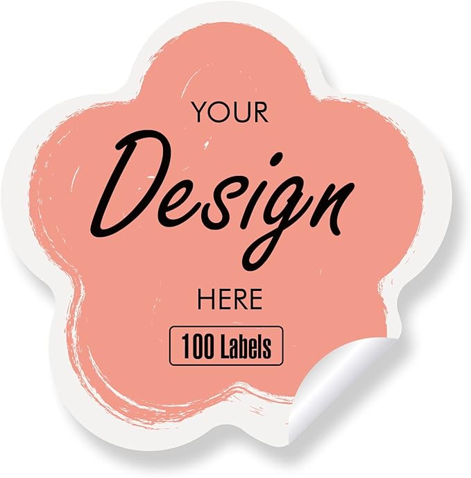 Custom Stickers - Personalized Labels, Custom Thank You, Business Logo, 100 Pink Floral Labels (Flower, 4.5"x4.5")