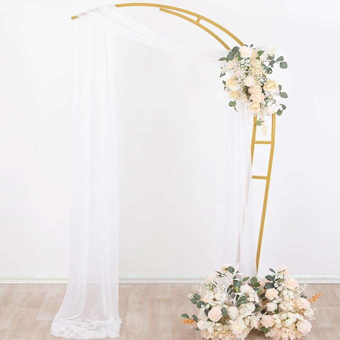 Outdoor Curtain Drapes, White Sheer Chiffon for Wedding Arches, 4 Panels