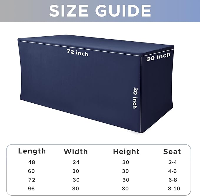Nasitos Fitted Table Covers Stretch Spandex - 72 x 30 Inch - 4 Pack Navy Rectangle Table Clothes for 6 Foot Folding Tables, Wrinkle Resistant Tablecloths for Parties, Trade Show, Craft Show, Birthday