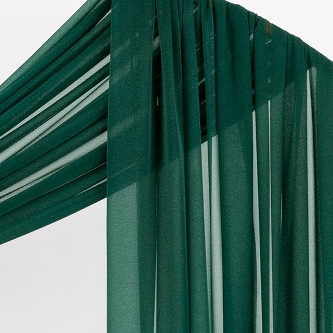 Outdoor Curtains: Emerald Green Sheer Chiffon Arch Drapes, 4 Panels