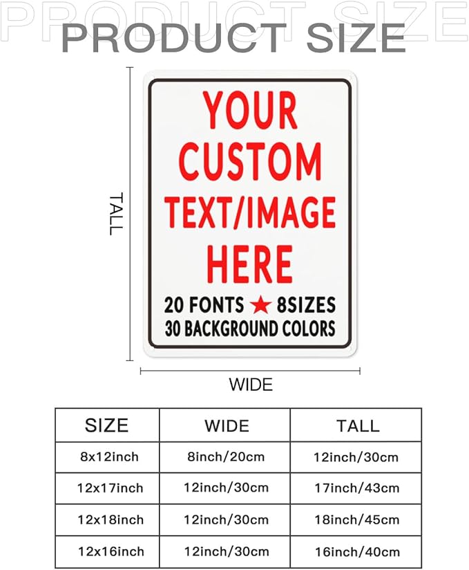 Custom Sign Personalized Custom Metal Sign, Customize For Office, Business, Workplace, Office, Home, Delivery Signs 6x8