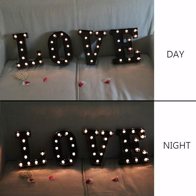 OYCBUZO Light Up Black Alphabet Marquee Letters Sign LED Marquee Number Lights Sign for Night Light Home Bar Christmas Lamp Birthday Party Wedding Decoration D