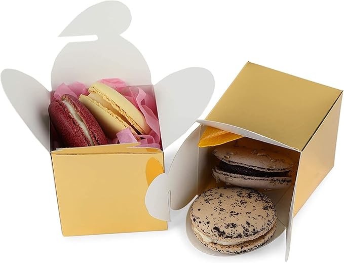 Party Favor Boxes, Gold Polka Dot, 2.5-Inch, 100 Count