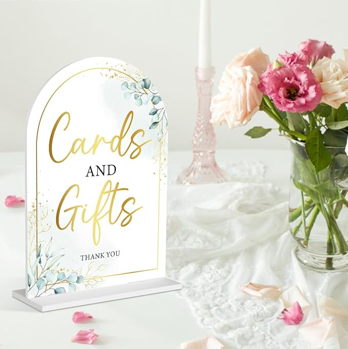 4-Piece Acrylic Wedding Sign Set for Ceremony & Reception - 5x7 Inch White Guest Book, Cards & Gifts, Please Sign Our Guest Book, Please Take One, In Loving Memory - Wedding Decor Bundle