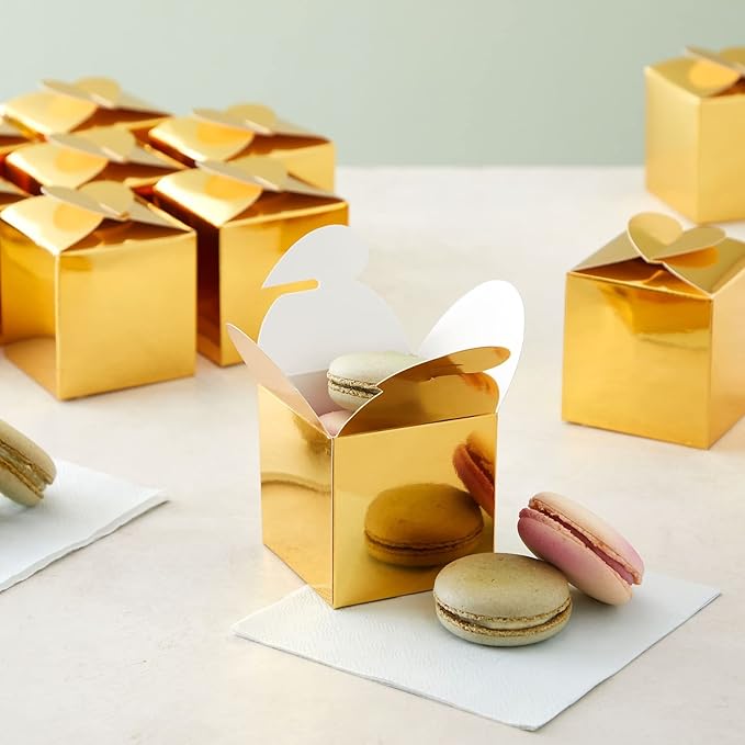 Party Favor Boxes, Gold Polka Dot, 2.5-Inch, 100 Count