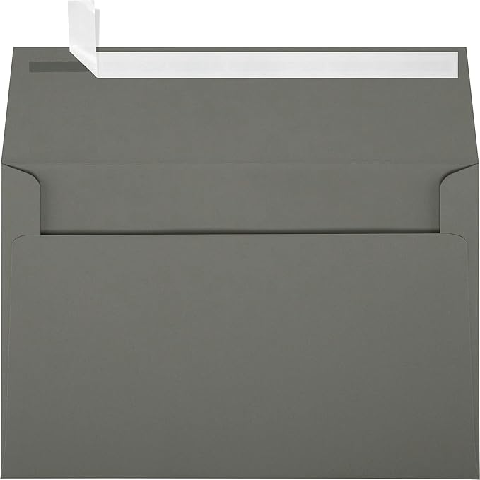 LUXPaper A9 Invitation Envelopes | Peel & Press | 5 3/4" x 8 3/4" | Smoke Gray | 80lb. Text | 50 Qty