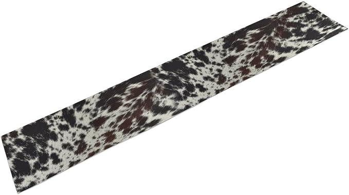 Cow Print Table Runner, Country Farm Animal Fur Skin Pattern Western Style Black Brown Cowhide Print Dinner Runner for Home Kitchen Dining Home Setting, 13x36 Inch