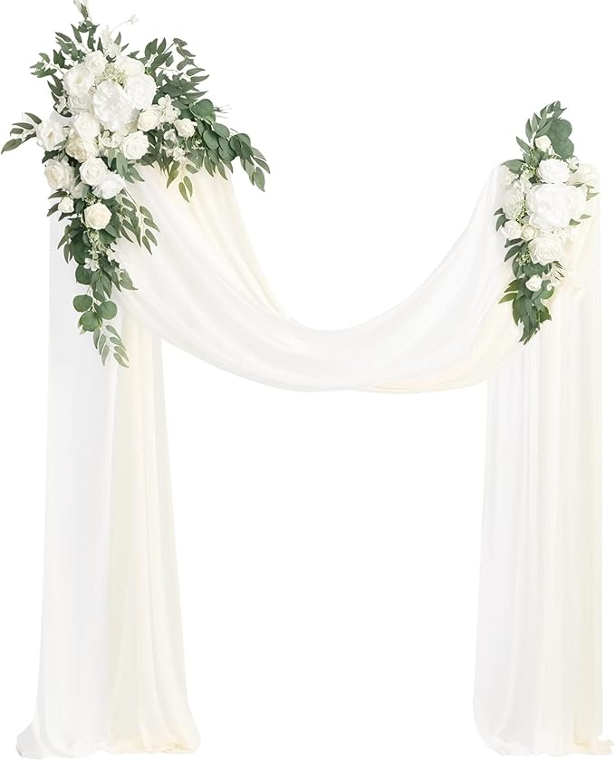 Artificial Flowers for Wedding Arch, 4-Piece Set in White and Sage