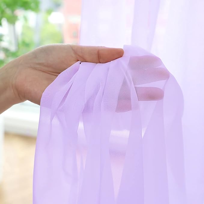 Purple Sheer Curtains 60 Inches Width 72 Inches Long 2 Panels Clear Basic Rod Pocket Panel for Home Living Room Bedroom Kids Room Yard Patio Parlor Sliding Window