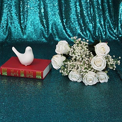 Eternal Beauty Teal Sequin Backdrop, 8x8 Ft Glitter Background Curtains for Shimmer Photography Party Wedding Birthday Back Drop Decor