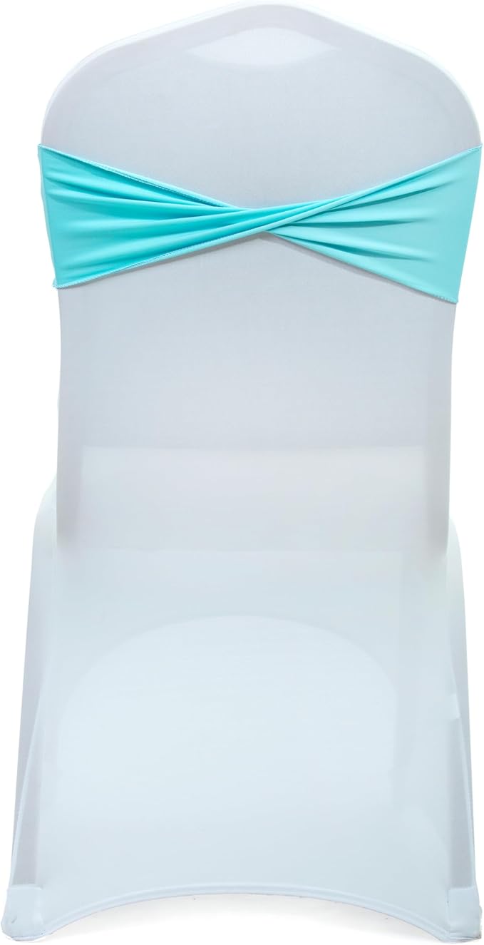Dining Chair Slipcovers, 125 Pack Aqua Spandex Bow Sashes