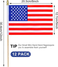 Small American USA Flags on Wooden Stick Mini United States Flag, 12Pcs