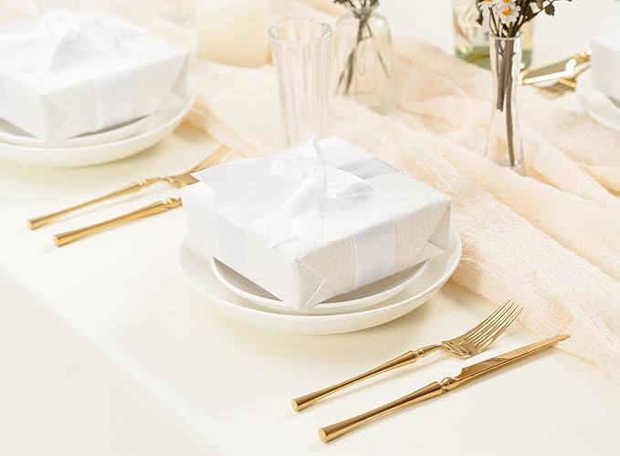 White Satin Ribbon 1-1/2 Inch x 50 Yards Double-Faced Hair Ribbons for Flower Bouquet Wrapping Paper Bows Gift Wedding Invitations Crafts