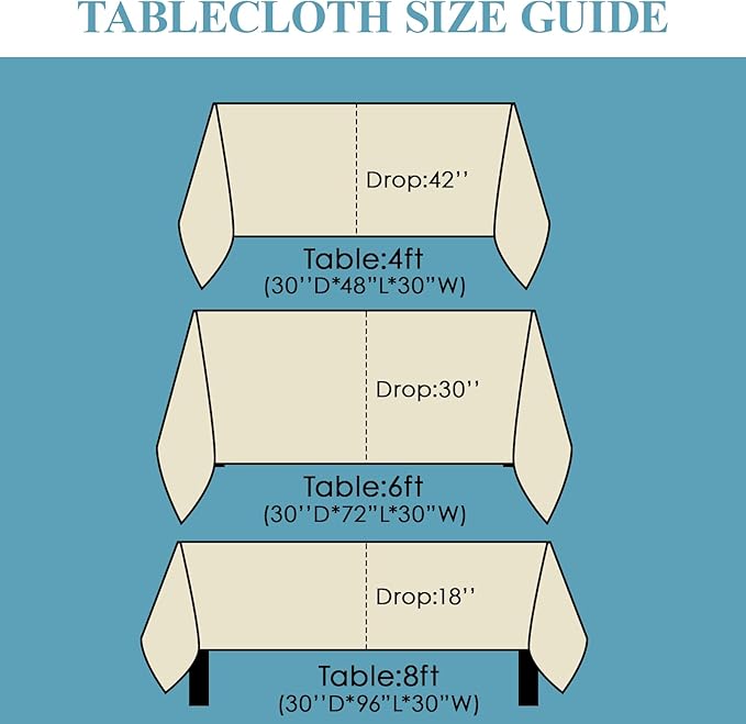 VidaFete Tablecloth 6 Pack 90 * 132inch Rectangle Table Cloth Polyester, Stain Wrinkle Resistant Polyester Dining Table Cover for Kitchen Dinning Party Wedding Rectangular Buffet Decoration(Ivory)