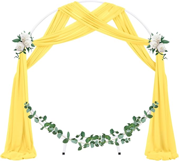 Socomi Wedding Arch Draping Fabric 3 Panels 29" x 19Ft Sheer Chiffon Curtain Drapes 6 Yards for Wedding Ceremony Birthday Party Decoration Yellow Gold
