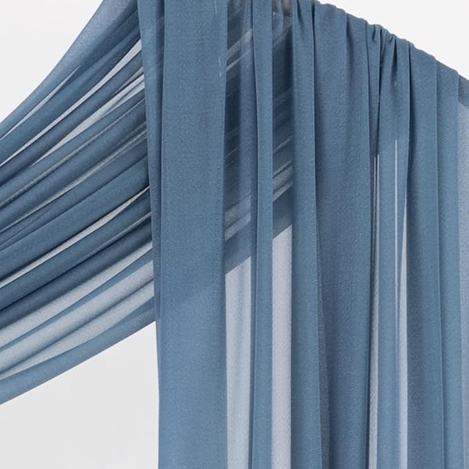 Outdoor Curtains: Dusty Blue Sheer Chiffon Arch Drapes, 4 Panels 29 x 20 Ft