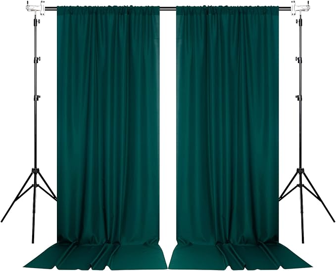 MYSKY HOME 10ft x 8ft Green Backdrop Curtains for Parties, Weddings, Stage, Baby Showers, Birthdays - 5ft x 8ft, 2 Panels