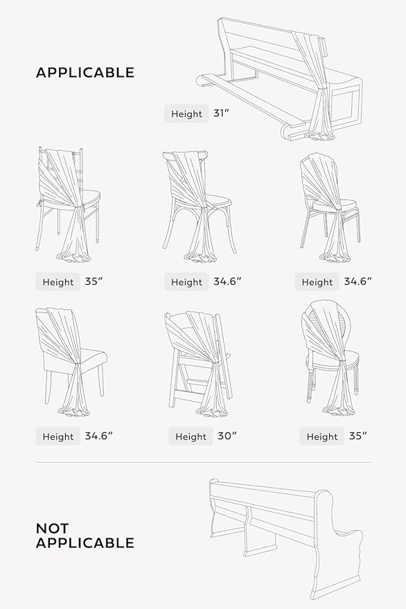 Ling's moment Wedding Chair Sashes Cover Aisle Decorations Draping Fabric Wrinkle-Free with Tie 16 Pcs Blush Pink & White for Party Ceremony Reception Floral Arrangement Banquet Outdoor Decor