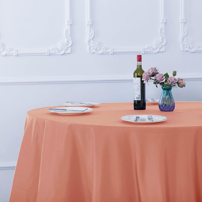 Ascoza 2pack 108 Inch Dusty Pink Round Tablecloth in Washable Polyester Fabric for Wedding/Banquet/Restaurant/Parties