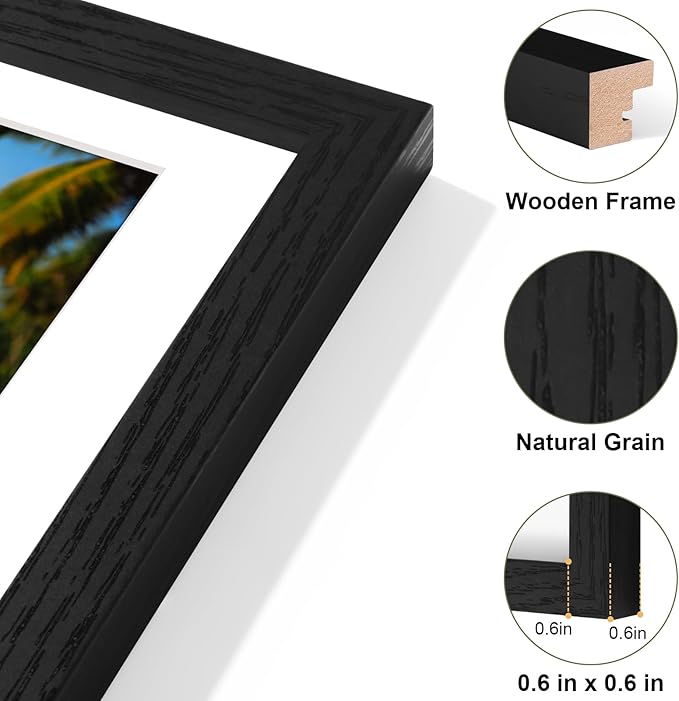 Vittanly 11x14 Collage Picture Frame, Displays 5Pcs 4x6 Pictures with Mat, Picture Frames Collage Wall Decor, Black, 1 Pack