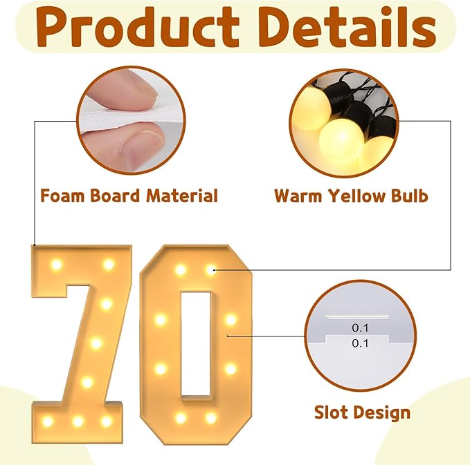 Event Party Supplies: 3 Ft Light Up Marquee Numbers, Foam Board
