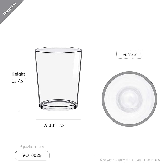 WGV Tea Light Votive Candle Holder 2.2x2.75, Clear Tiny Utility Cylinder Glass Vase, Small Planter Terrarium for Home Accent Decor, 6 Pieces
