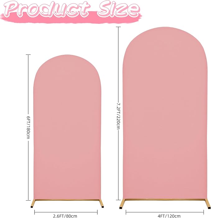 Wedding Arch Covers Arch Backdrop Cover Arch Stand Covers 7.2FT 6FT Set of 3 Arch Cover Spandex Fabric Stretchy Backdrop for Wedding Birthday Party Decoration Baby Shower (Light Pink)