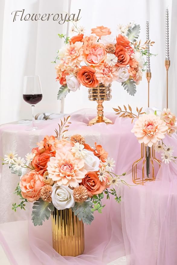 Artificial Flower Set in Light Champagne with Silk Peonies and Roses