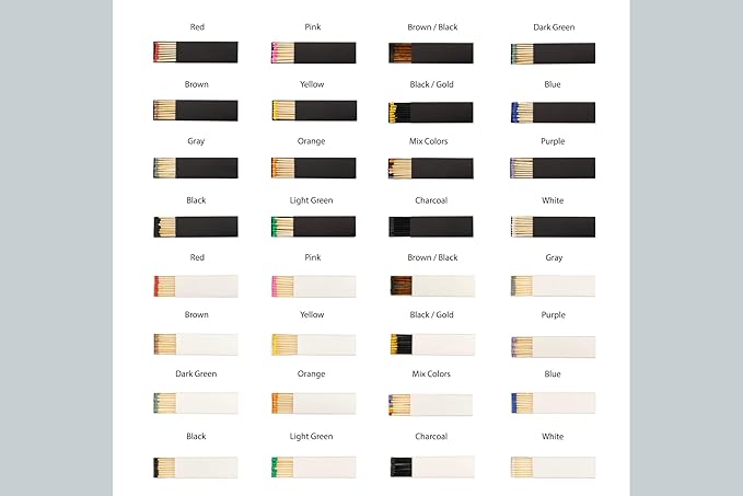 10 Boxes - Customized Matchboxes Colorful Tips (Wedding Design #5, 4" Matchboxes) (2" Matchsticks, Wedding Design #1)