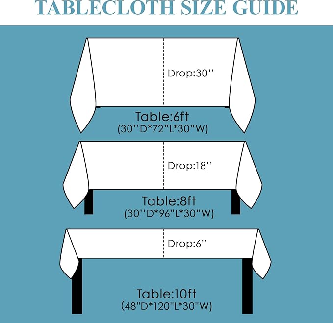 VidaFete Table Cloth 6 Pack 90 * 132inch Rectangle Tablecloth Polyester, Stain Wrinkle Resistant Polyester Dining Table Cover for Kitchen Dinning Party Wedding Rectangular Tabletop Decoration(White)