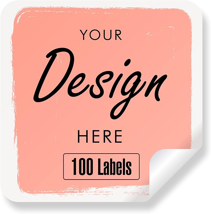 Custom Stickers - Customized Labels with Any Design Image Logo Text, 100 Pink Square Stickers (5"x5") for Business, Thank You, Address, Bottle Labels, Outdoor Use