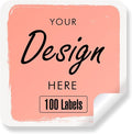 Custom Stickers - Personalized Labels, Custom Thank You, Business Logo, 100 Pink Rectangular Stickers (3.5"x3.5")