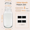 Large Mason Jars Half Gallon 3 Pack, 64oz