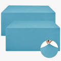 Nasitos Fitted Table Covers Stretch Spandex - 96 x 30 Inch - 2 Pack Turquoise Rectangle Table Clothes for 8 Foot Folding Tables, Fabric Tablecloths for Parties, Trade Show, Craft Show