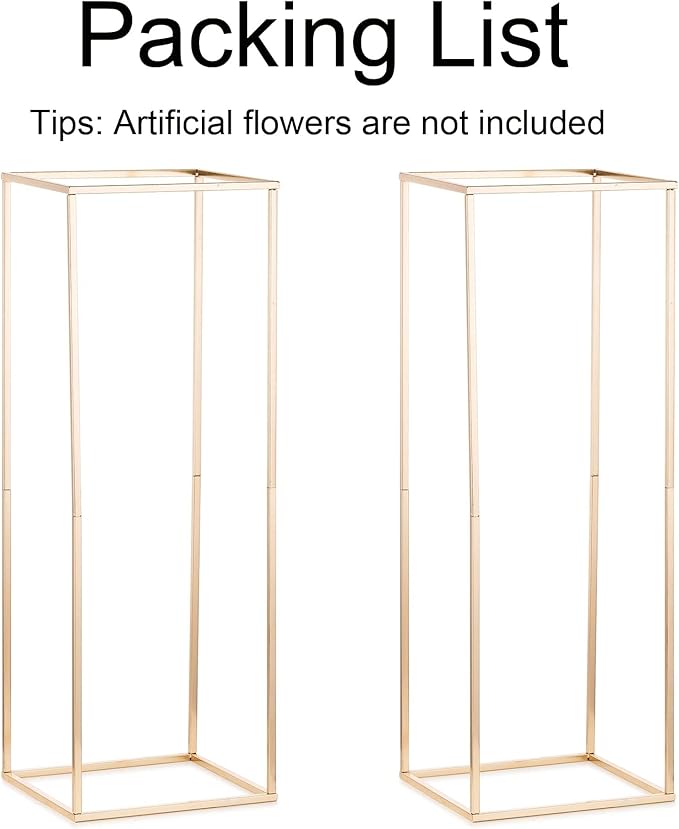 Vase Stand in Gold Metal, 31.5 Inch Geometric Table Centerpiece