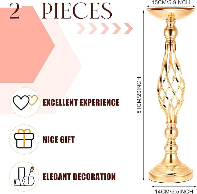 Candlestick Holders Set of 10 Gold Metal Wedding Table Centerpieces