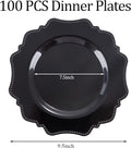 Black Disposable Plastic Dinner Plates, 9.5 Inch, 100 Count
