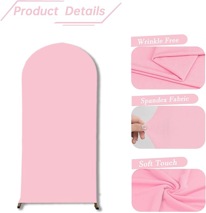 bricia Wedding Arch Backdrop Stand Cover, 7.2FT Double Sided Stretchy Arch Cover Fitted Wedding Birthday Party Banquet Decoration (Pink 86.4''Lx48''W)