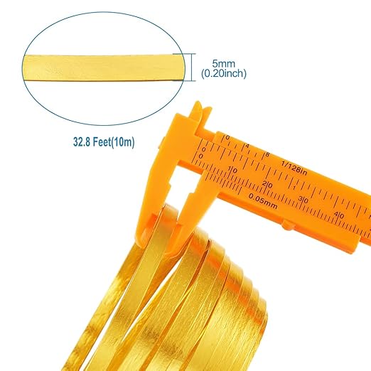 Fashewelry 32.8Ft 5mm Aluminum Flat Wire Gold Bendable Metal Craft Wire Strip for Bezel Sculpting Armature Jewelry Making Gem Metal Wrap