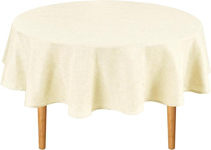 Round Polyester Tablecloth, 45 Inch, Champagne, Water Resistant