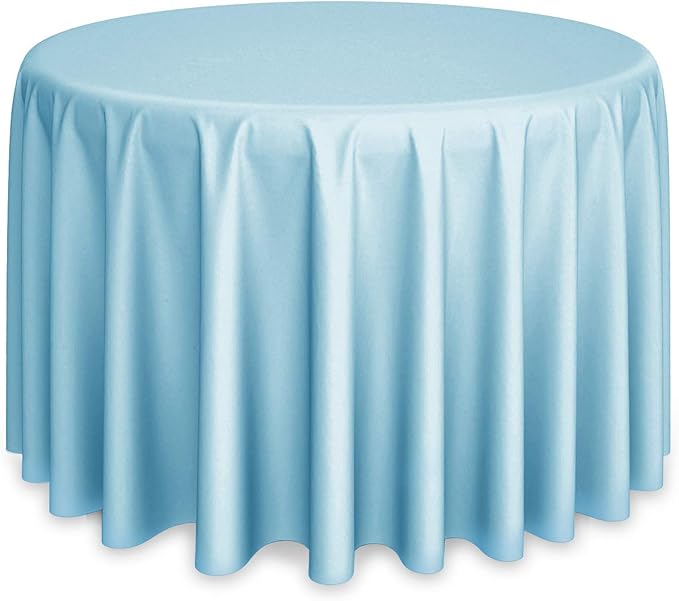 Tablecloths, 120-Inch Round Baby Blue Stain-Resistant Polyester