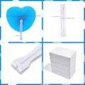 12 Packs Decorative Paper Folding Hand Fans Handheld, Blue Heart