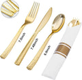 Pre Rolled Plastic Silverware Sets, 400PCS – Gold, Heavy Duty Hammered
