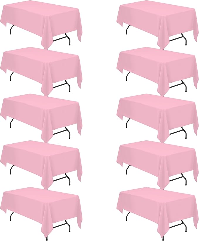 Tablecloths: Pink Polyester, 10 Pack, 60 x 102 in Rectangle
